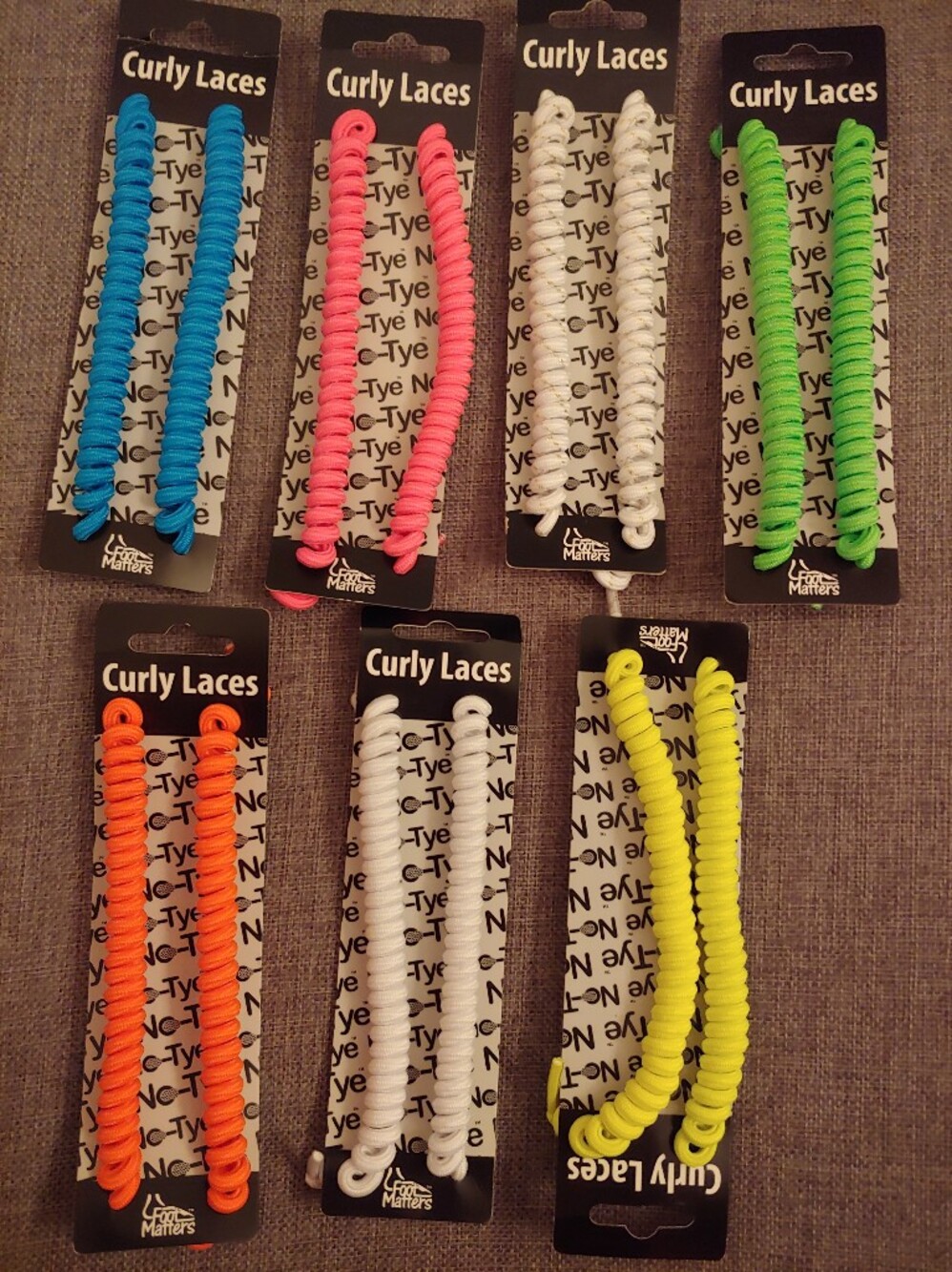 Footmatters Curly Clastic Spring No Tie Shoe Laces Set Of 7 Multiple Bright Clor